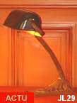 Lampe Art Dco, lampe de bureau vers 1900, bras articul, rflecteur maill, pied fonte.